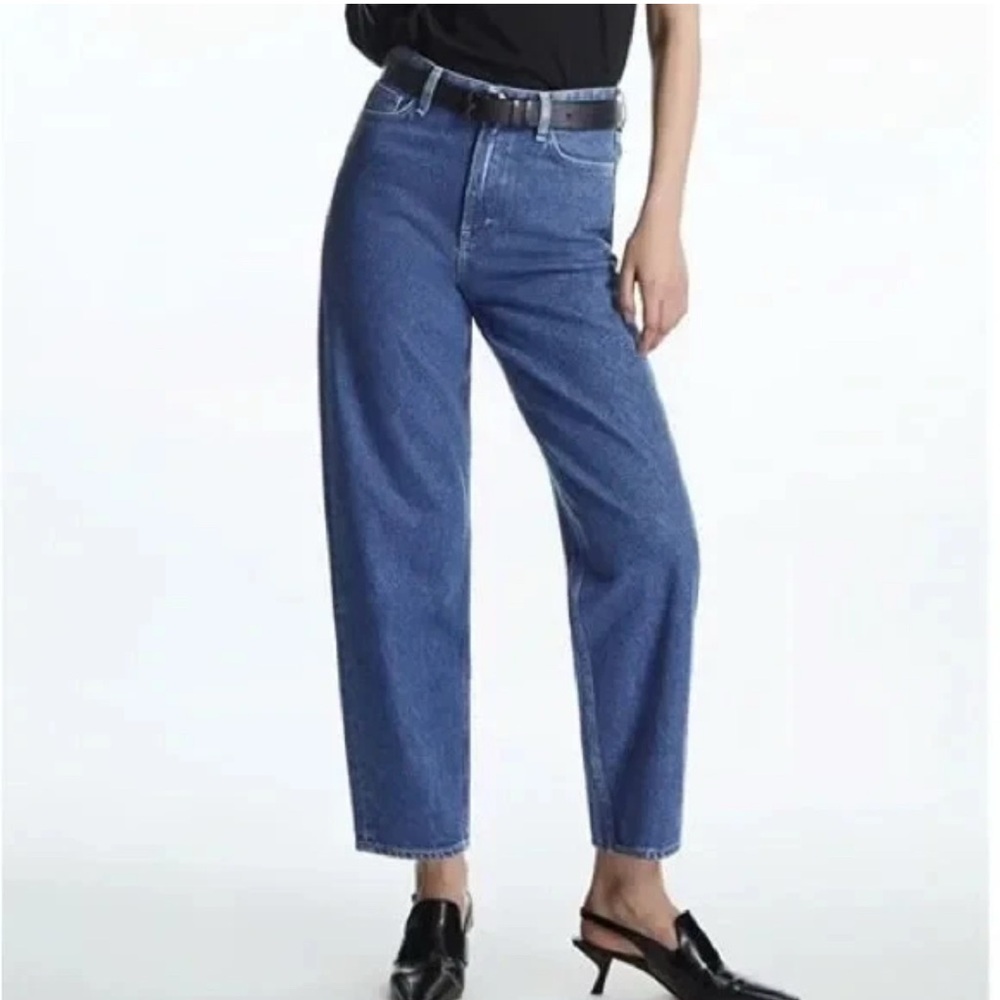 COS Tapered Leg High Rise Ankle Length Jeans 24 Cotton Minimalist Chic